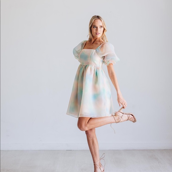 NWT ENDLESS ROSE Ombre Puff Babydoll Dress - Picture 4 of 4